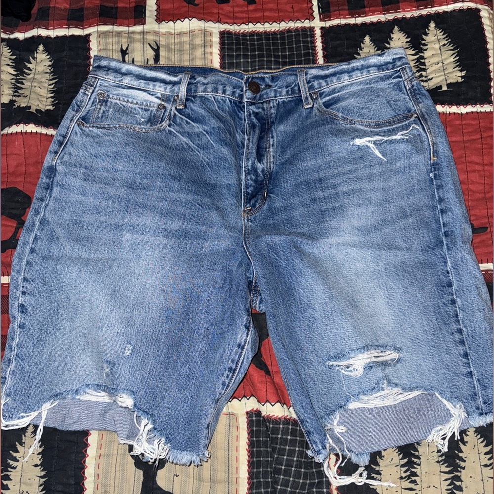American Eagle Outfitters Blue Distressed Jean Shorts